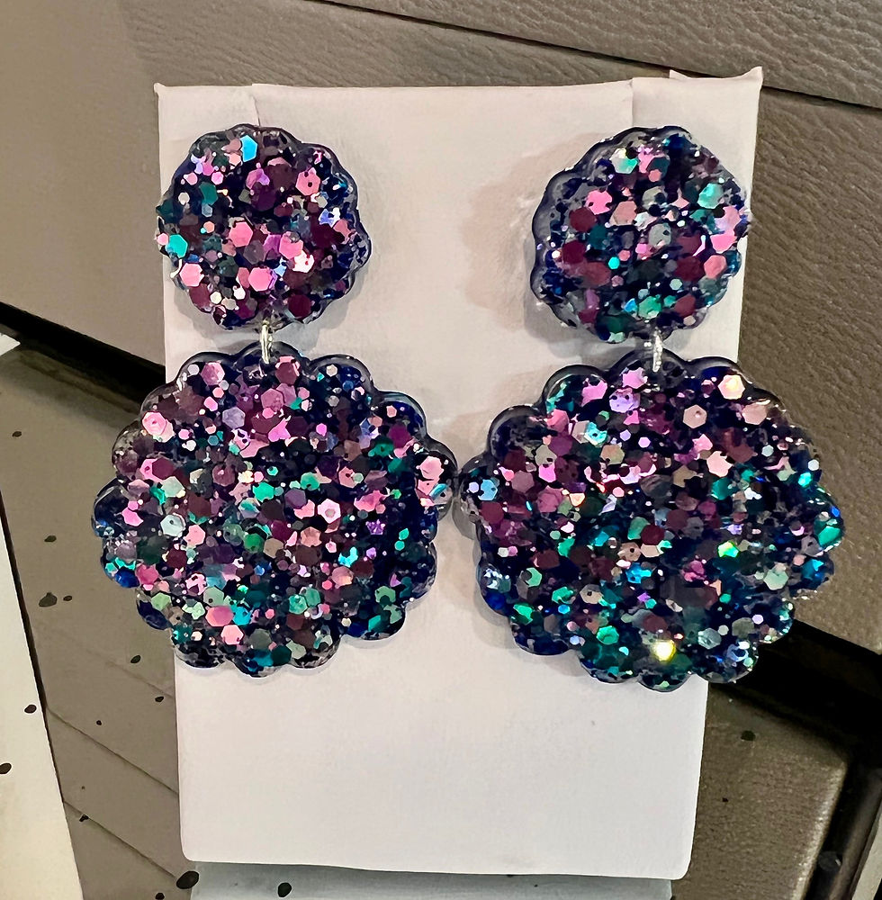 Thumbnail: Sterling Silver Resin Purple Earrings