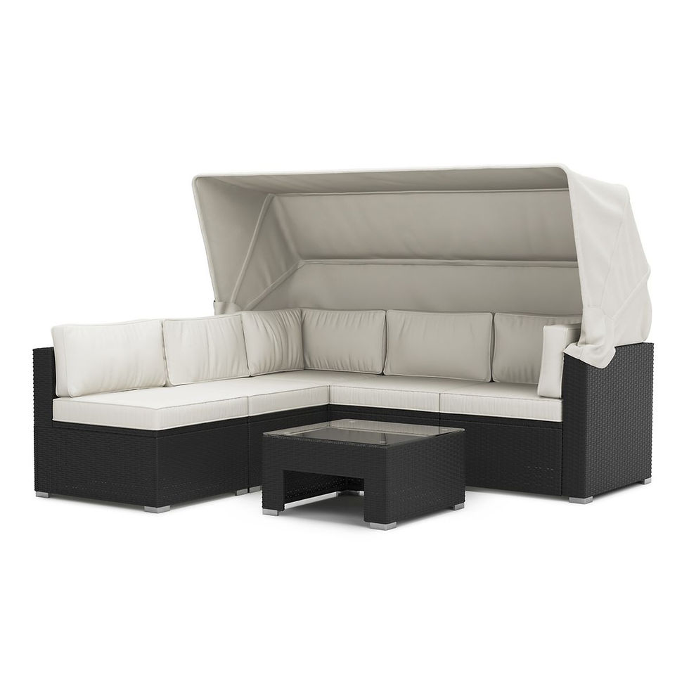 Garten Lounge Set mit integriertem Sonnendach und Ecksofa