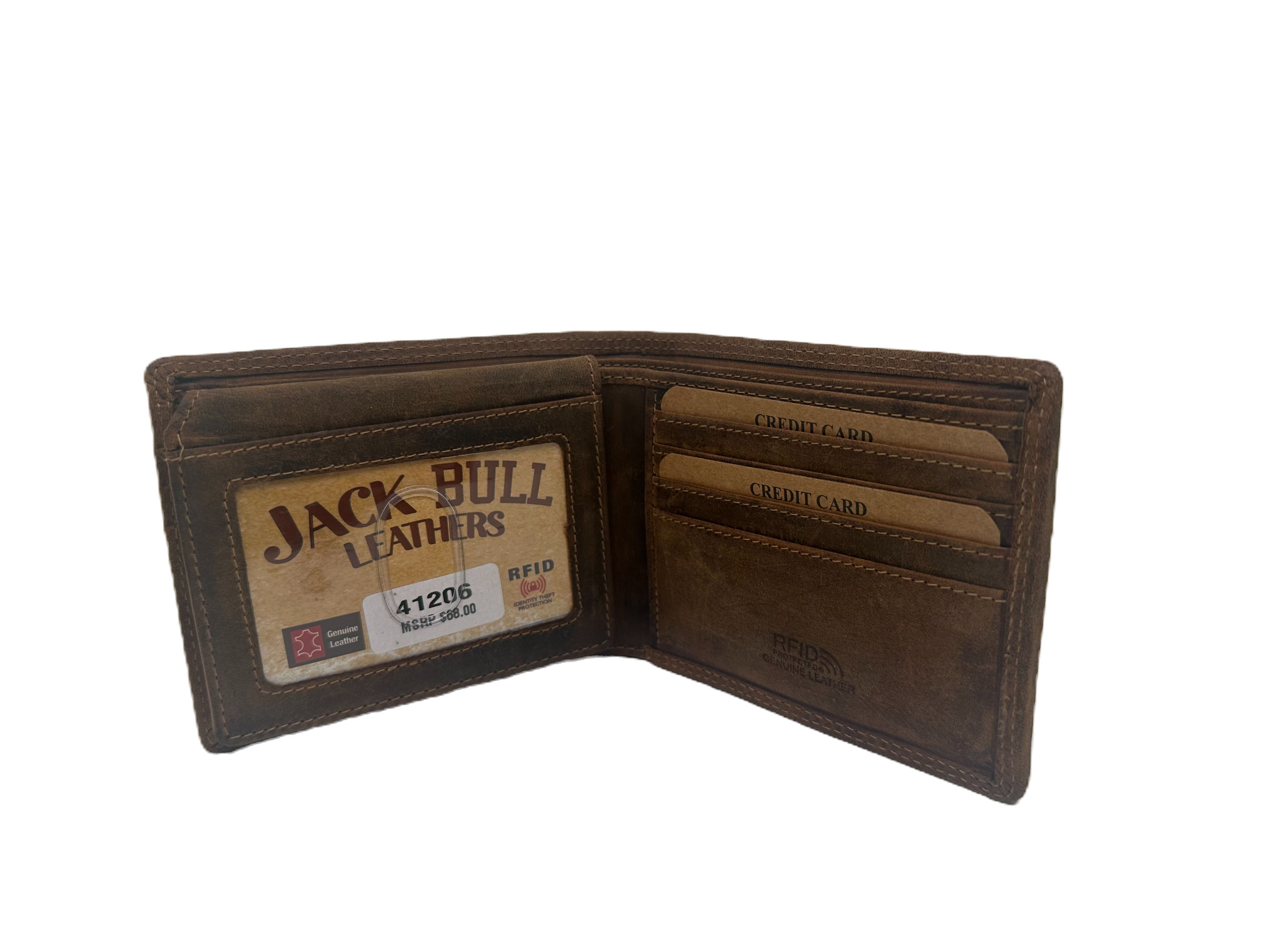 RFID BI-FOLD SINGLE ID FLIP UP LEATHER WALLET