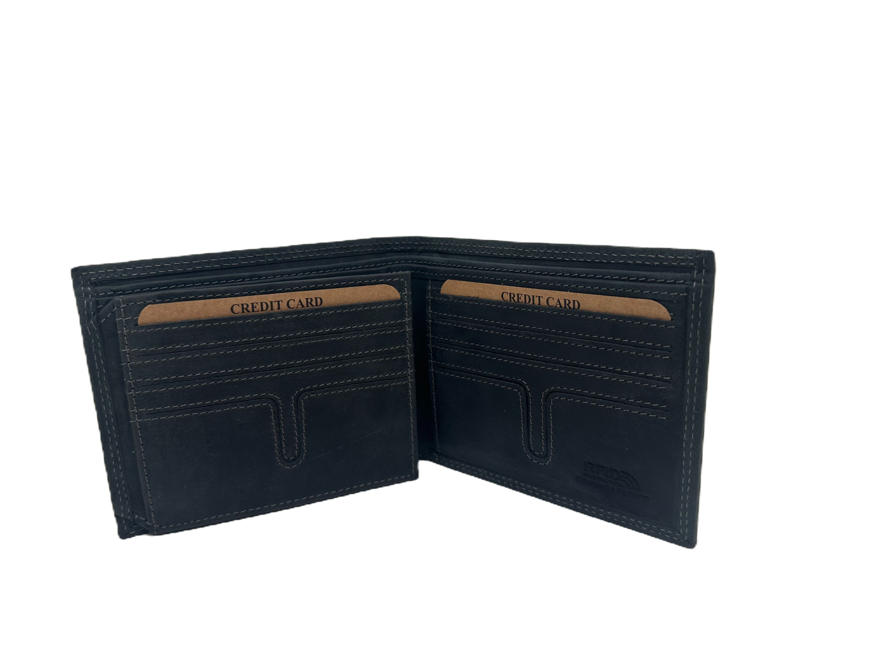 RFID DOUBLE STITCH BI-FOLD FLIP OUT WALLET
