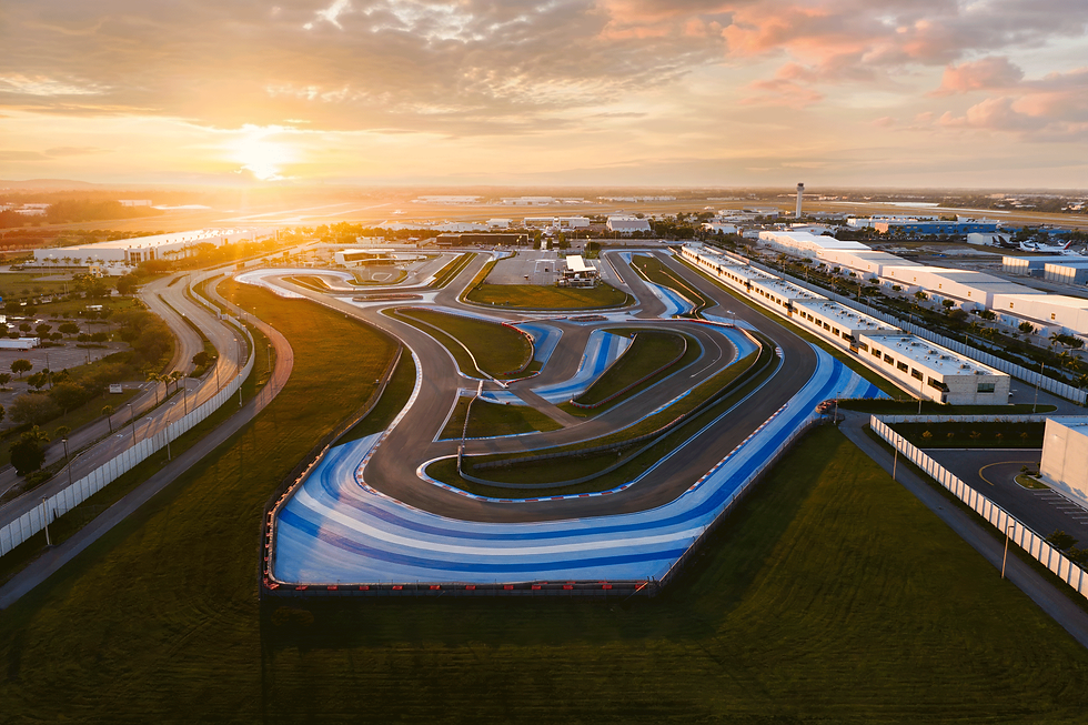Aerial view of a Formula 1 racing circuit, illustrating the commercial opportunities that extend beyond major sporting venues.