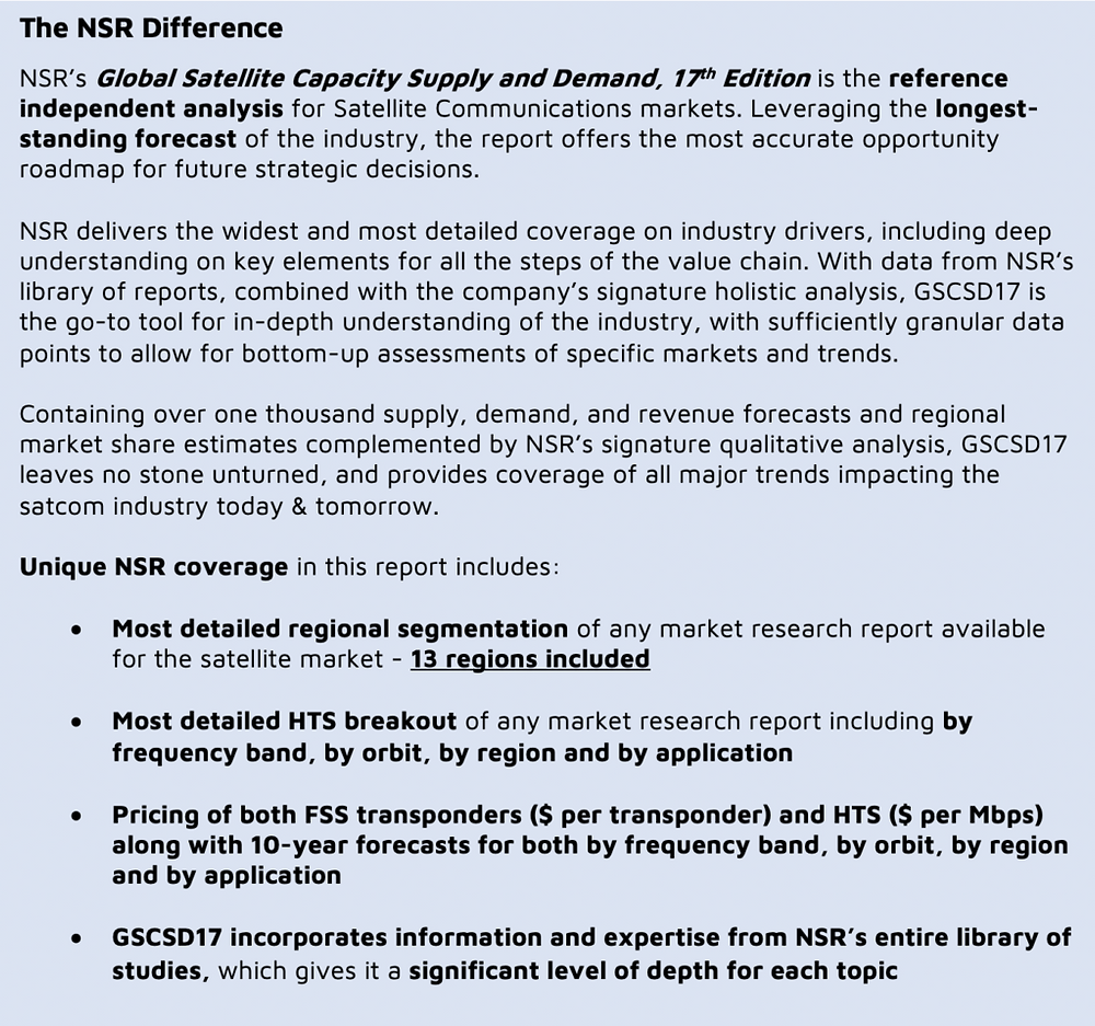 NSR’s satellite capacity analysis - The guide for navigating near term challenges and long term opportunity