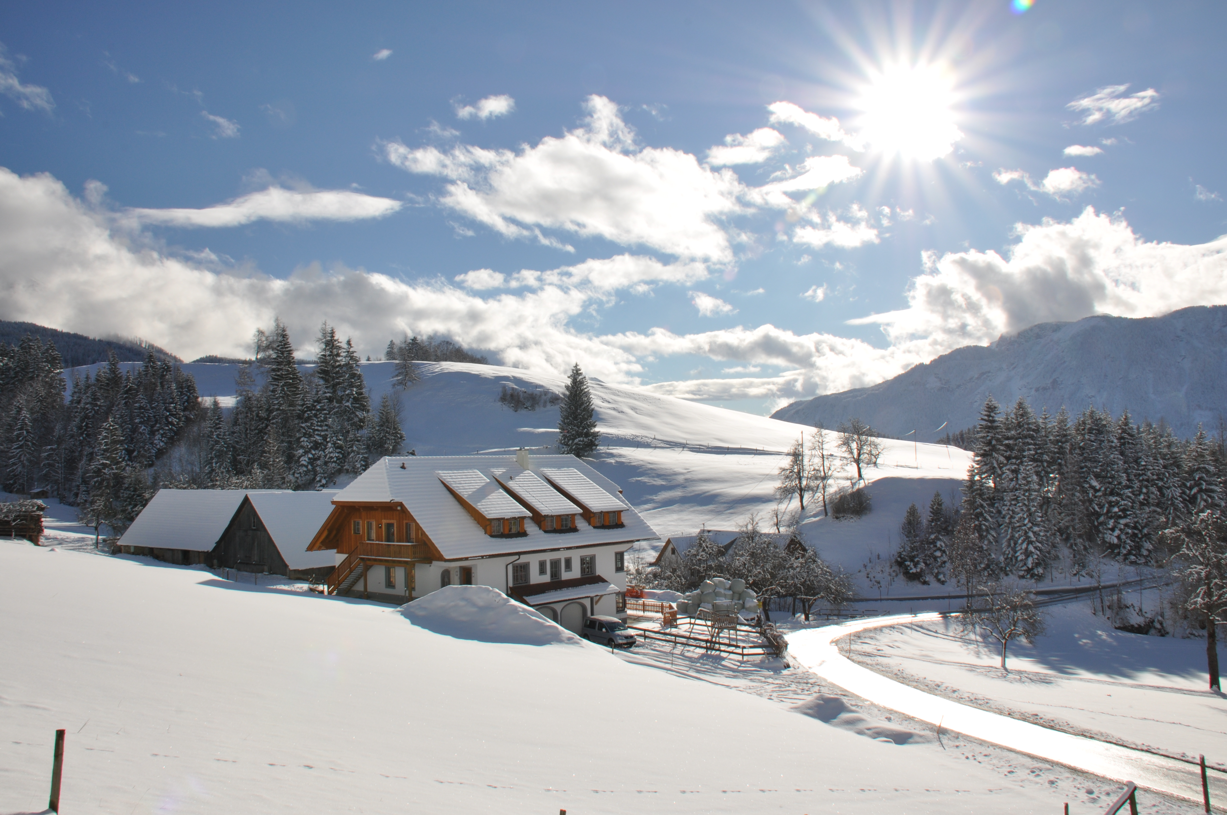 Wintersonne am Ferienhof