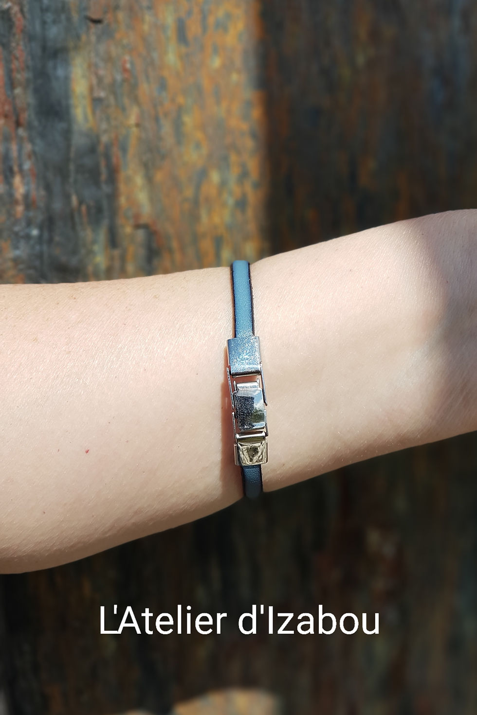 Miniature : Bracelet poisson d'avril en cuir et passant poisson