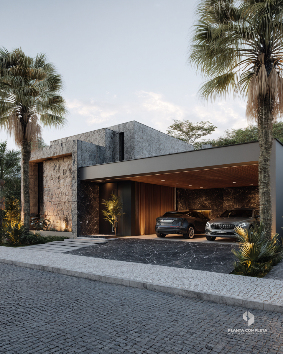 Projeto de Casa Térrea - Planta de Casa 3 Quartos  (AC34)