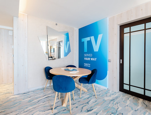 Custom branding and furniture rental at global corporate event for directv