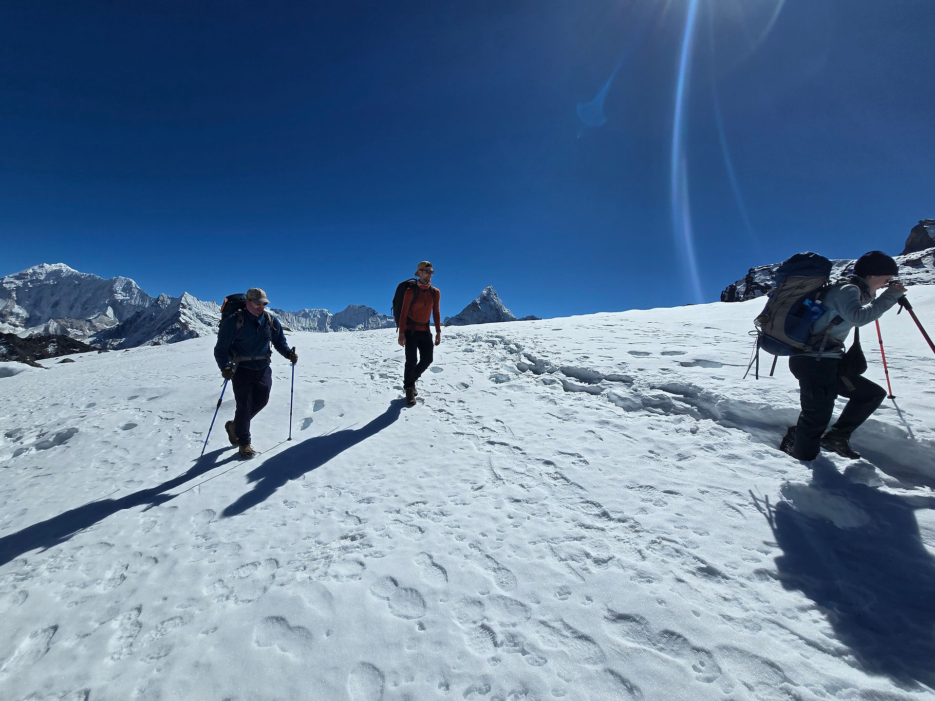 Snow walking with spikes - Kongma La Pass