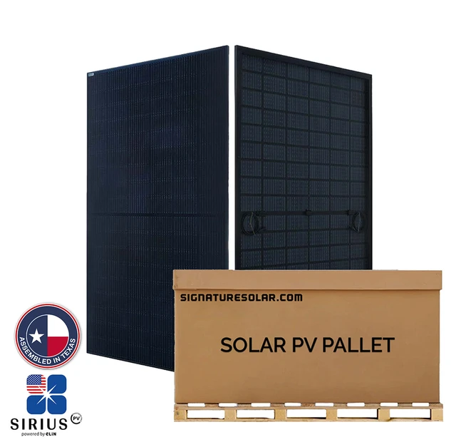 12.7kW Pallet - Sirius PV 410W Bifacial Solar Panel (Black) | Assembled in Texas