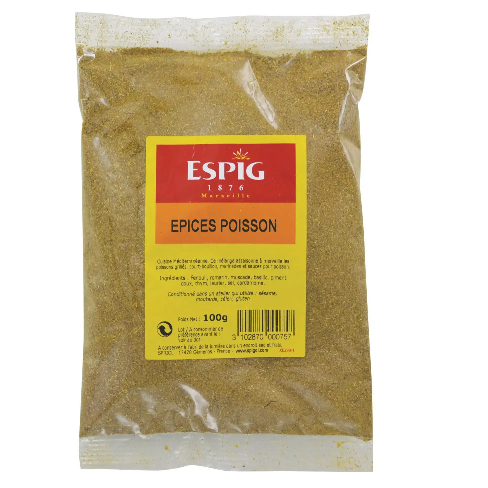 Mélange d’épices – Poisson – très pauvre en sel – 100g Espig 2.70E