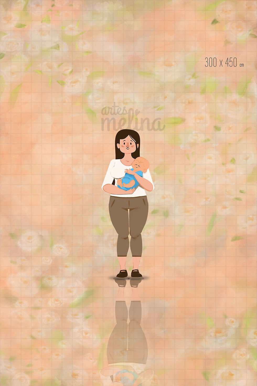 Miniatura: Arte Digital Textura Floral Salmão (Parede + Chão)