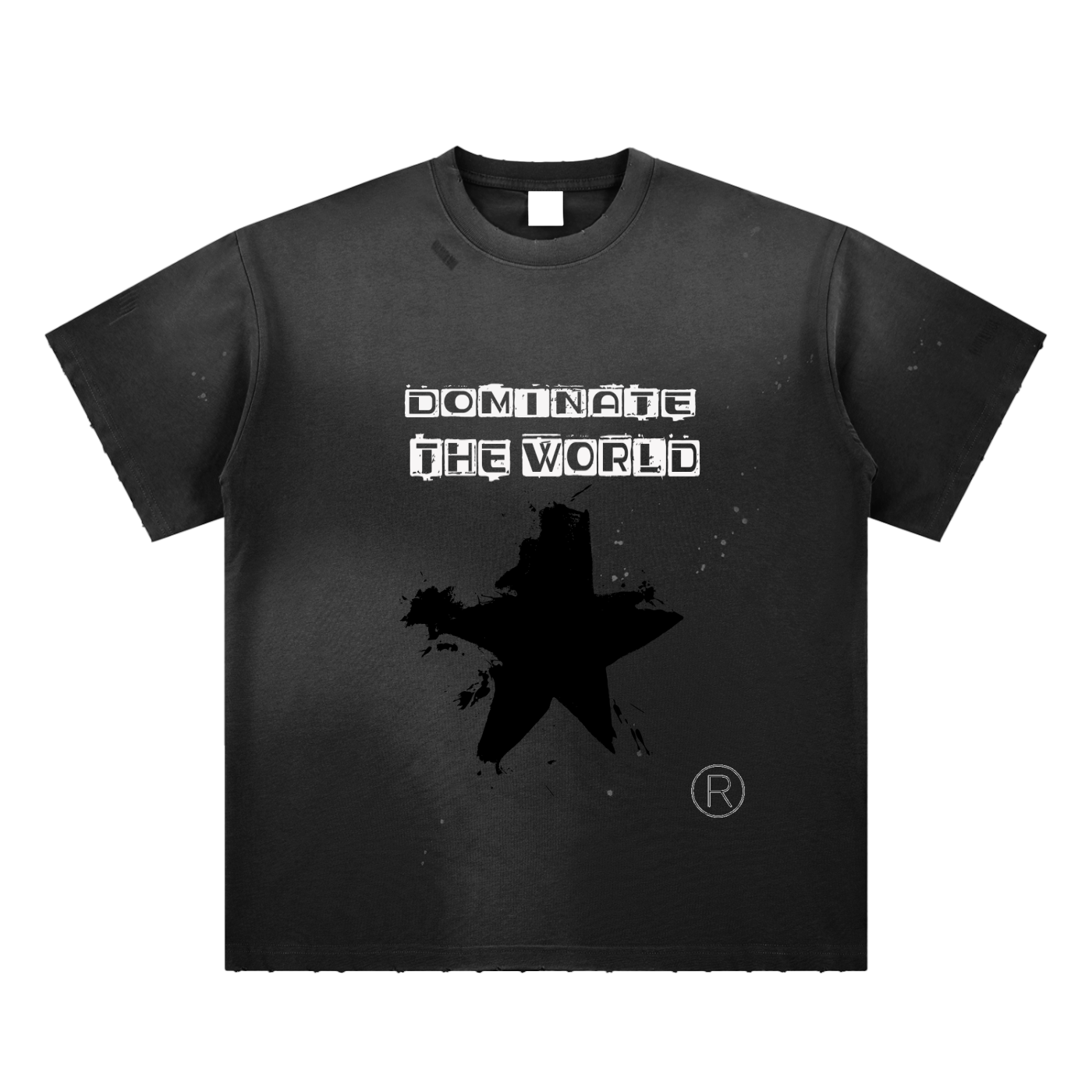 Dominate the world Hand-Frayed Sunfade Paint Splatter T-Shirt