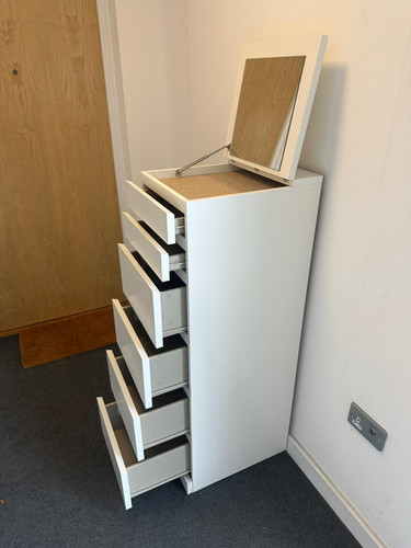 IKEA MALM TALLBOY WHITE CHEST OF DRAWERS WITH MIRROR GREAT
