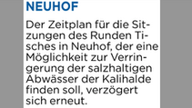 K+S: Versalzungen sind kein Thema am Runden Tisch