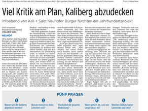 Viel Kritik am Plan, Kaliberg abzudecken