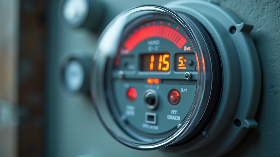 Close-up view of digital energy meter displaying consumption data
