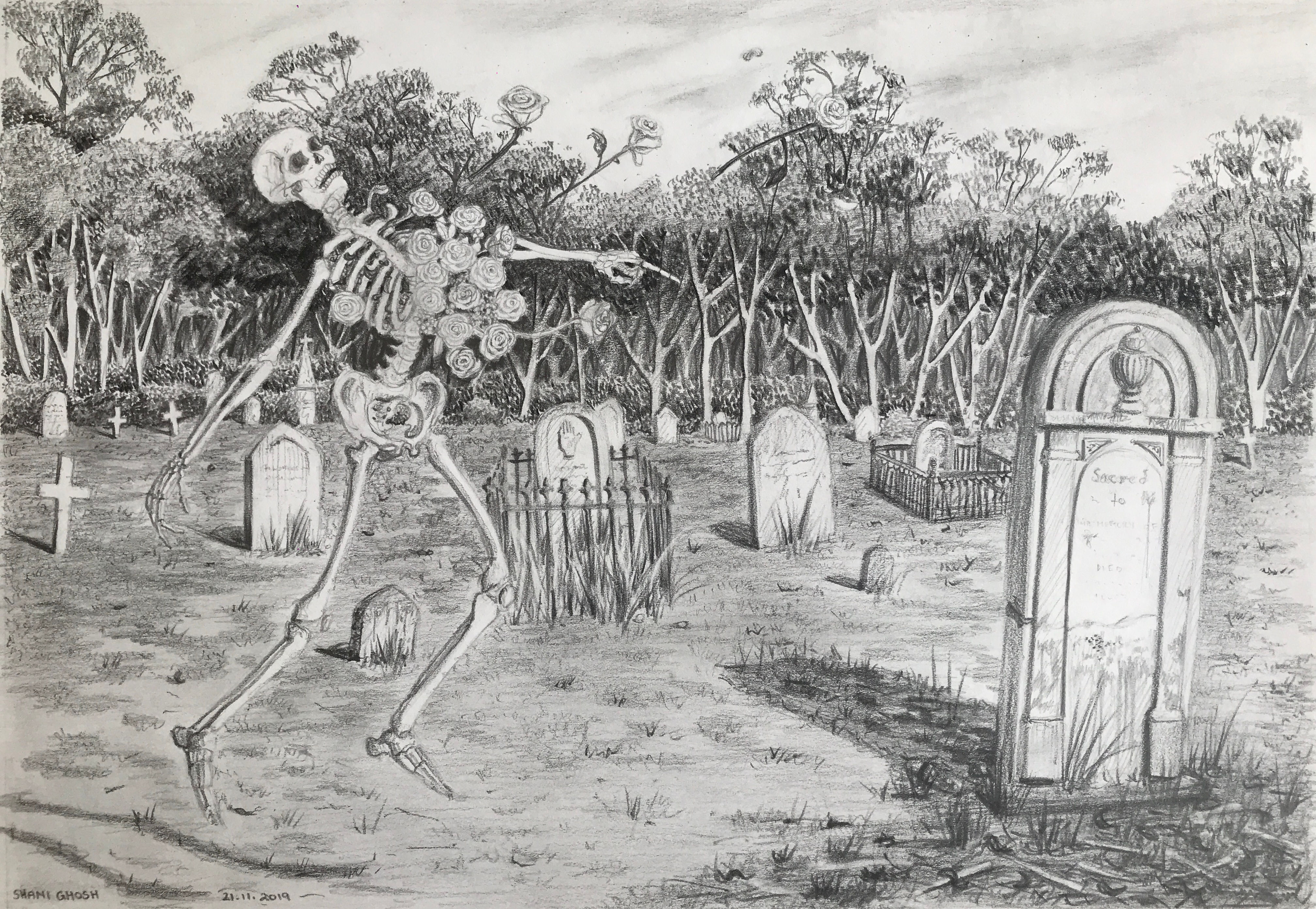 Skeleton in Hill End Cemetery