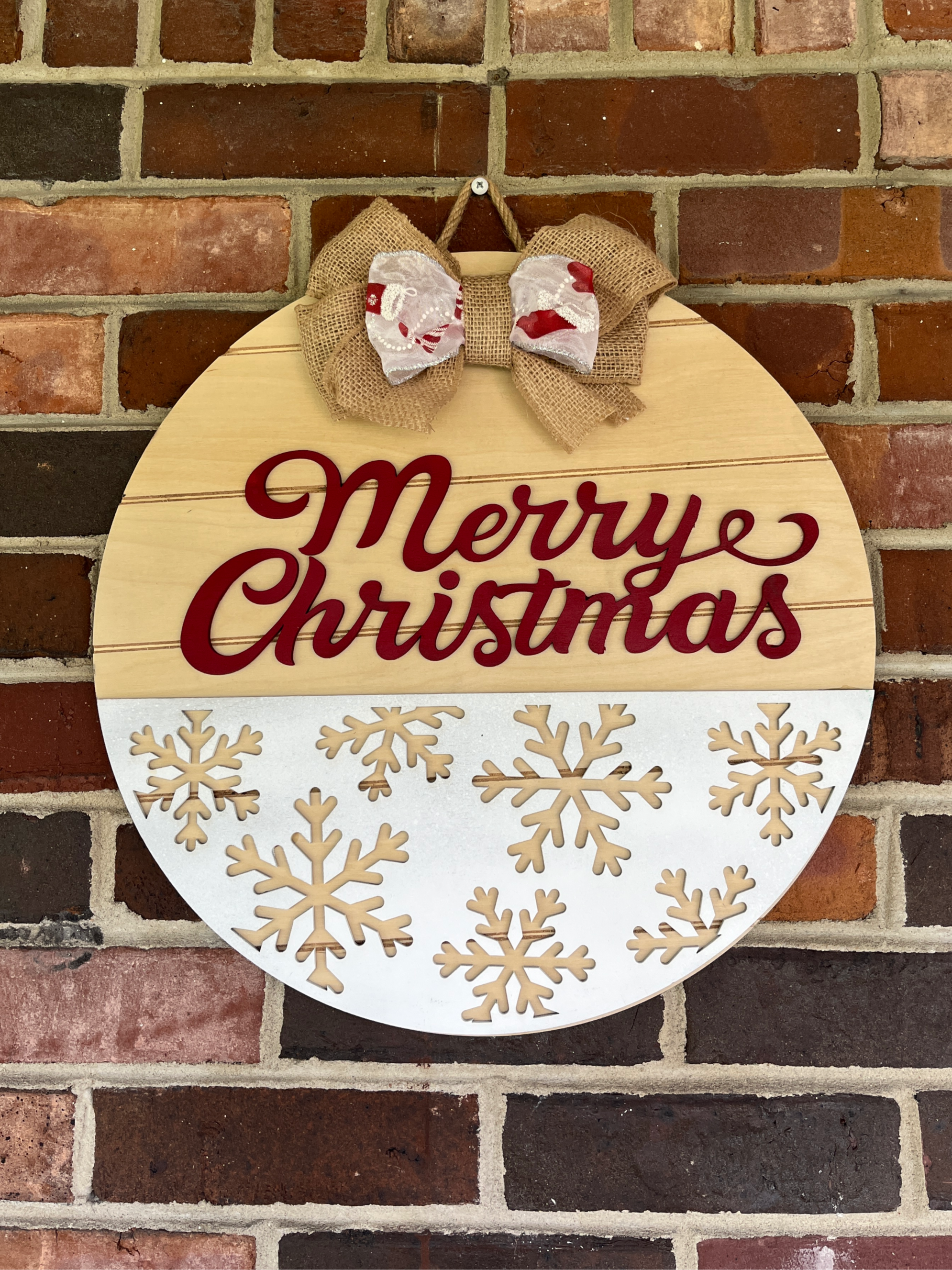 Merry Christmas Snowflakes Door Hanger