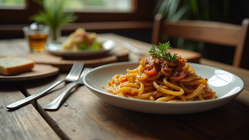 Close-up view of a traditional British dish served on a rustic wooden table