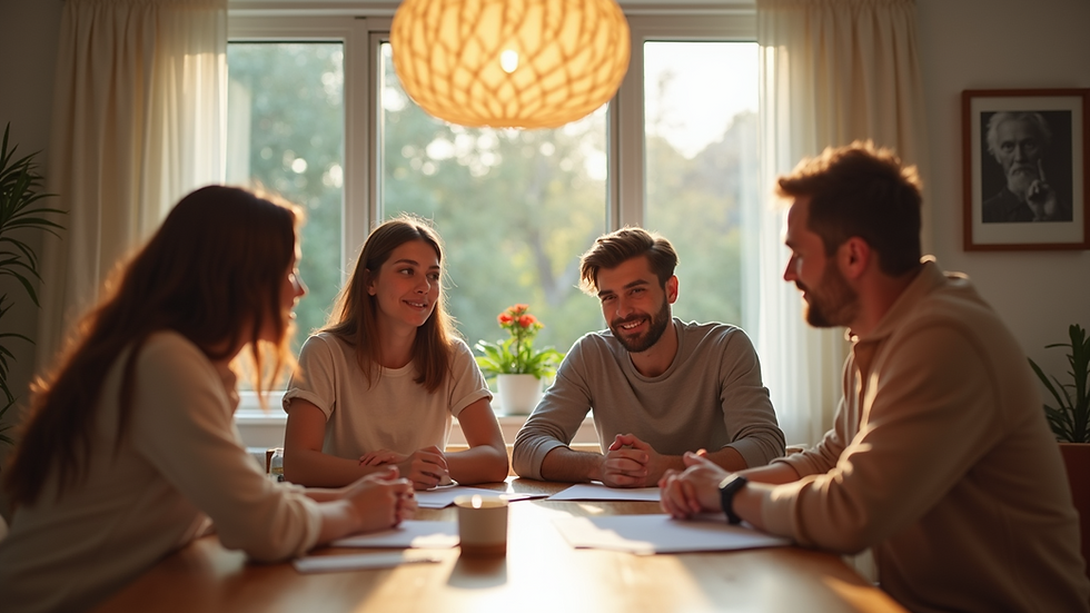 Eye-level view of a family discussing estate planning