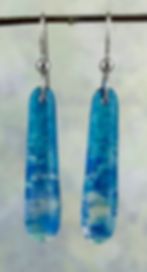 transparent turquoise and clear fused glass earrings