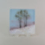 fused glass winter plate, sunset in blue sky, snowy foreground