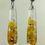 Thumbnail: Yellow and orange flecks in transparent clear dangle earrings