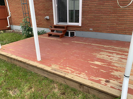 before image of rough exterior deck