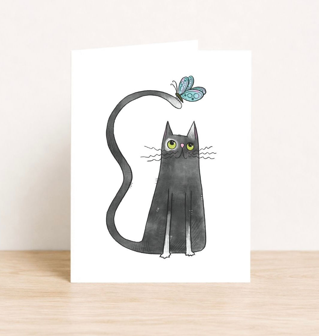 A2 Card - Butterfly Cat