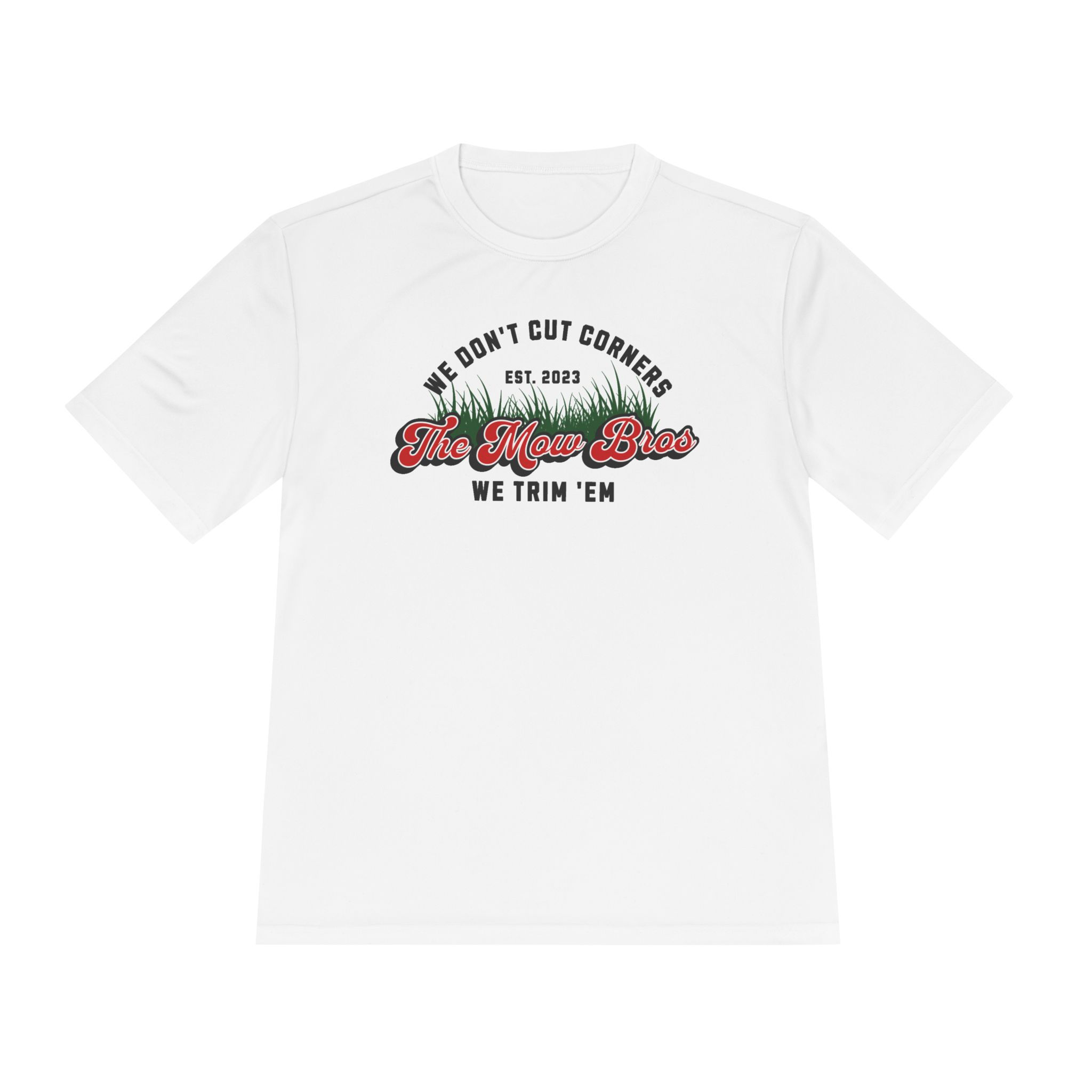 The Mow Bros T‑Shirt — “We Don't Cut Corners, We Trim 'Em” Lawn Care Tee
