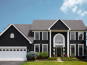 A black house with white trim