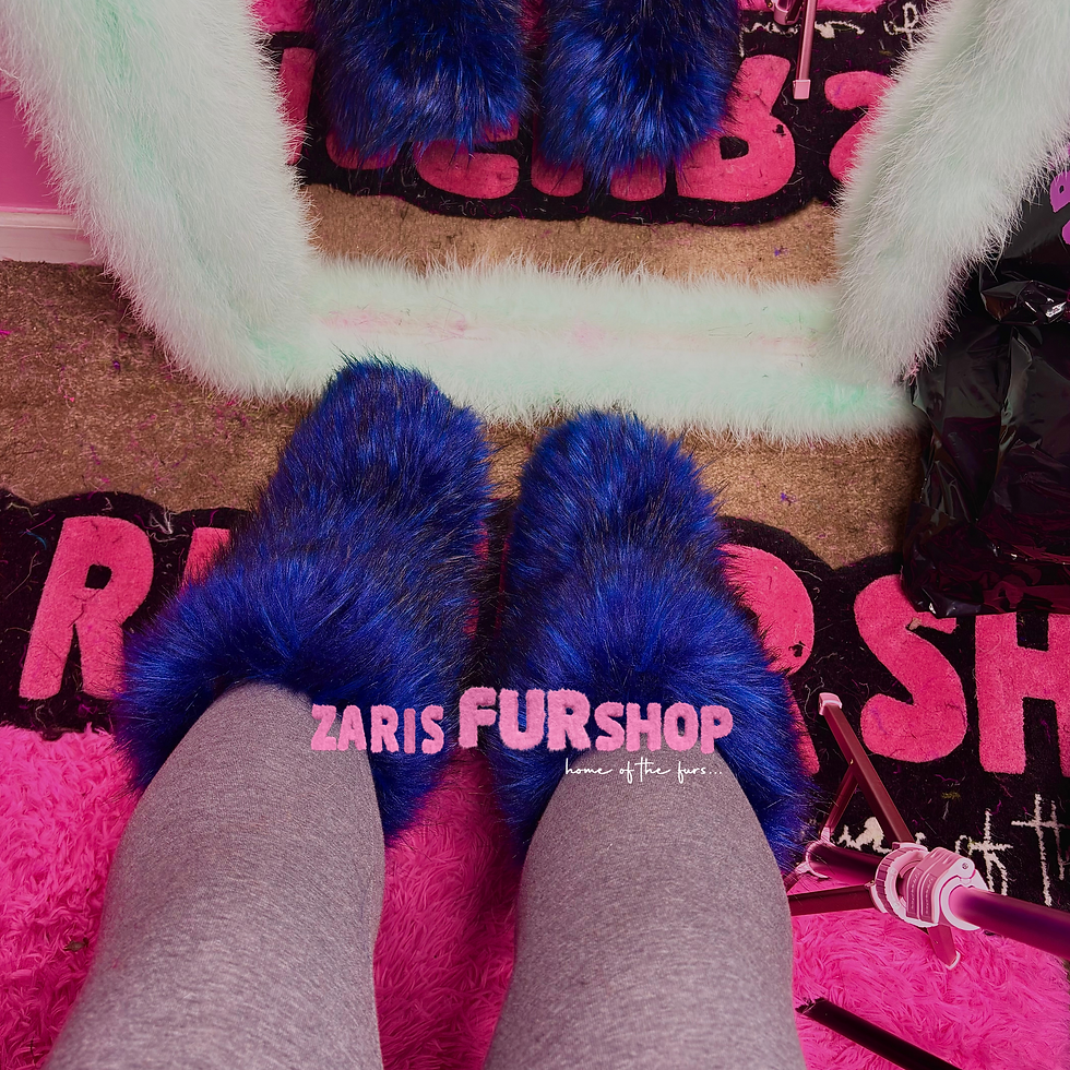 Royal Blue Faux Winter Raccoon Boots