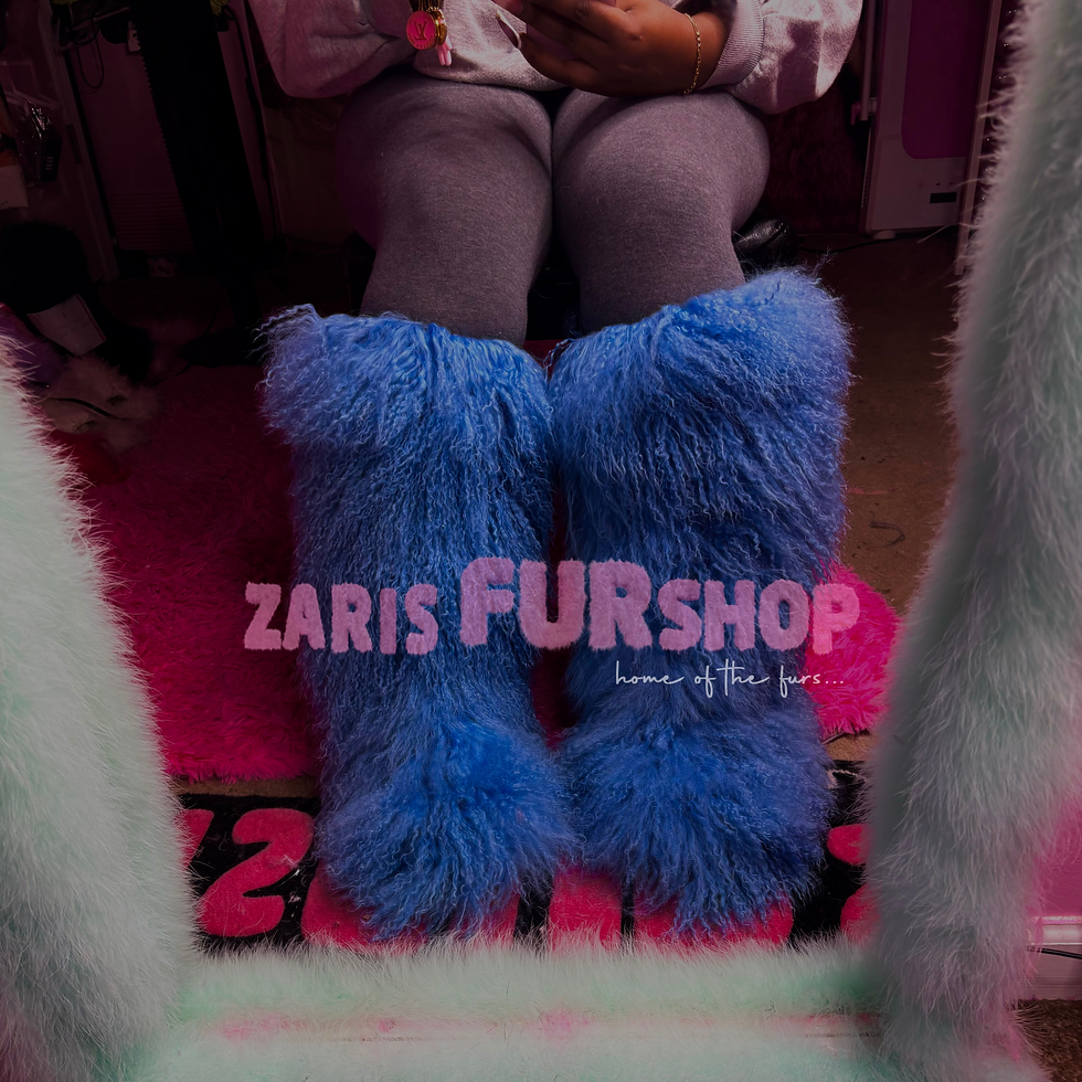 Ocean Blue REAL Boujee Tall Fully Covered Mongolian Boots