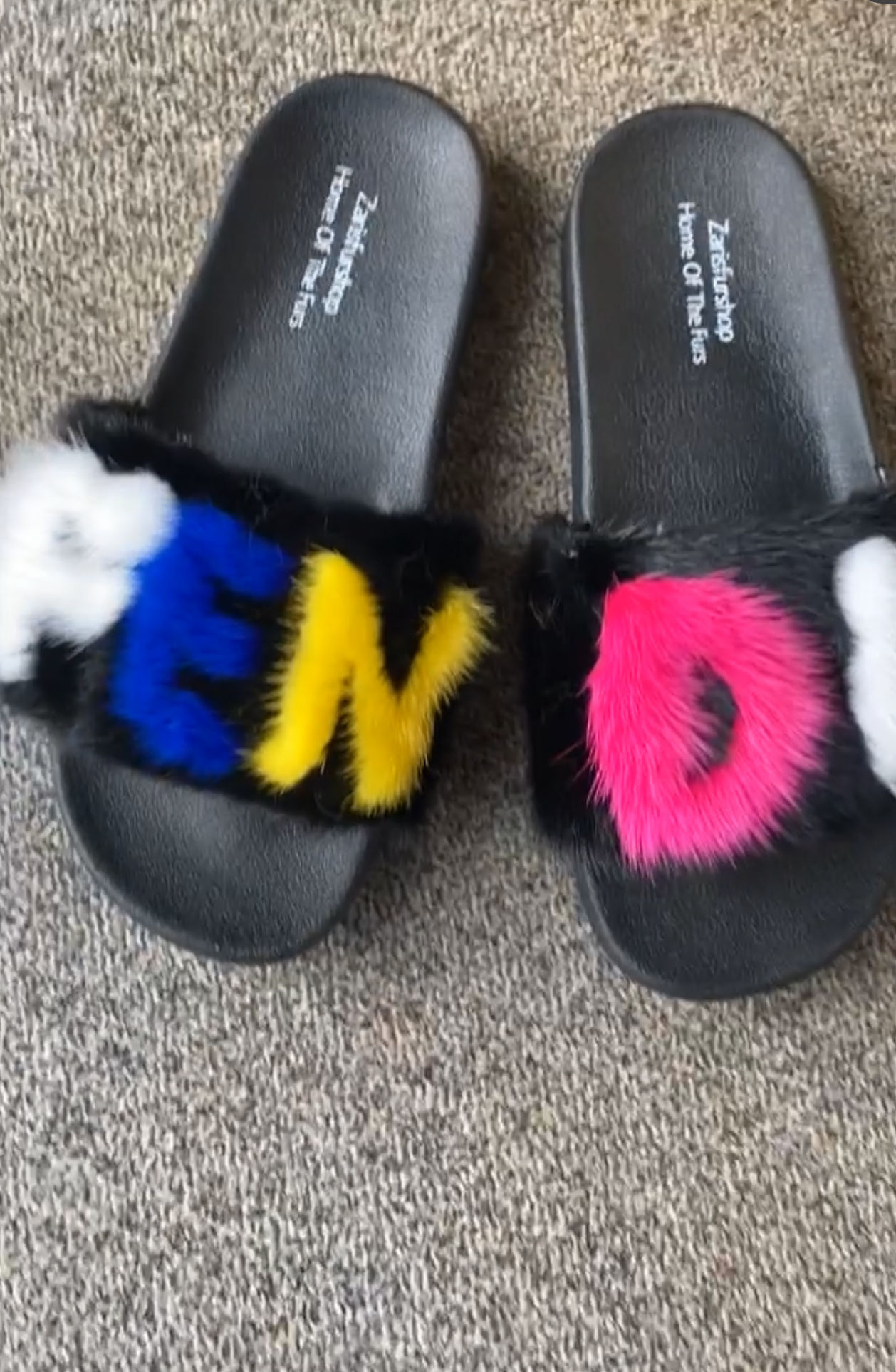 Fend Mink Slippers