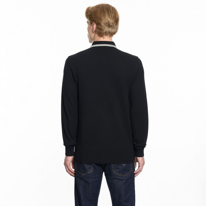 Миниатюра: Fred Perry  Мужской лонгслив  Polo Twin Tipped Black/Porcelain/Porcelain