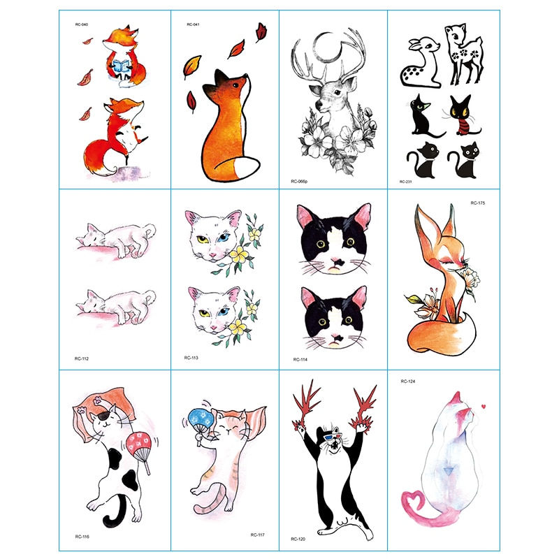 Thumbnail: Kit de 12 Petits autocollants de tatouage temporaire 