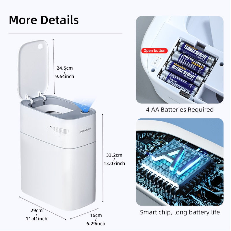 Miniature : Poubelle  intelligente automatique à capteur 14L pour cuisine ou salle de bain