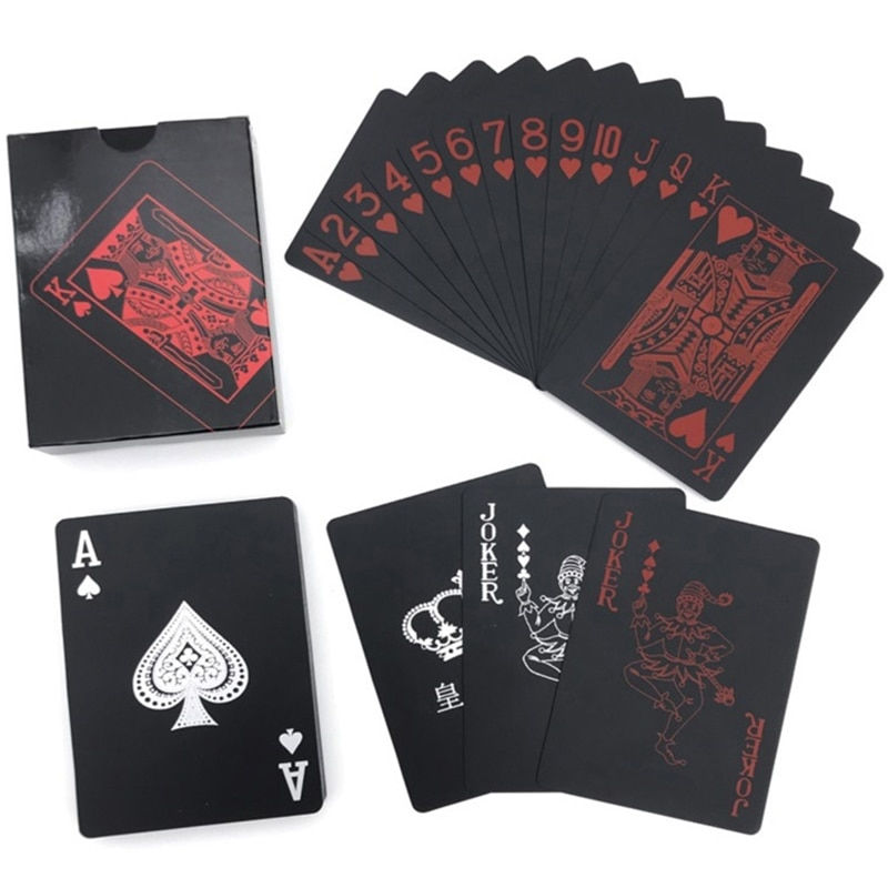 Miniature : Jeu de cartes pour poker étanche, noir, or, bleu, argent 