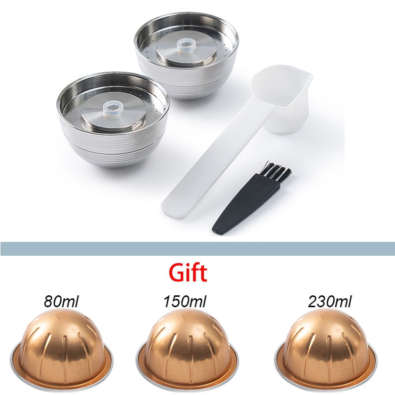 Miniature : Capsules réutilisables en acier inoxydable uniquement pour Nespresso Vertuo