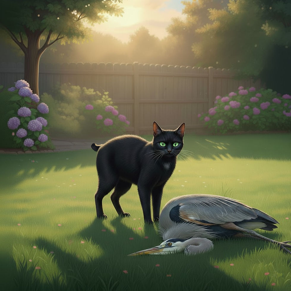 One day he brought home a great heron he had bagged down at the lakeshore.