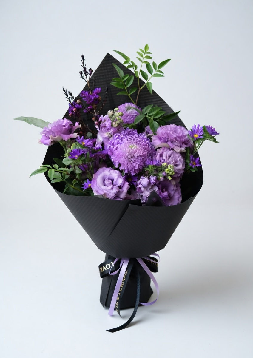 紫色洋桔梗大菊花束 - 香港網上花店 - 現代風格紫色花束