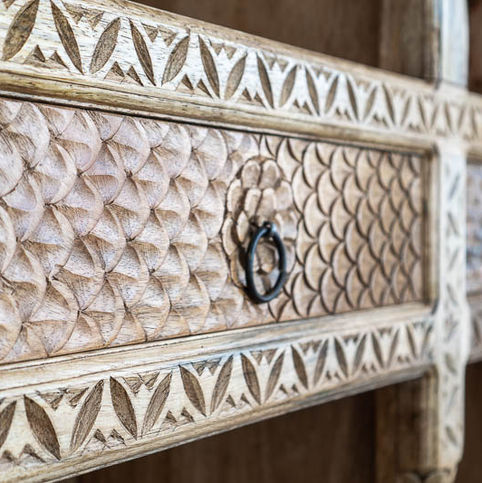 wooden book case close up