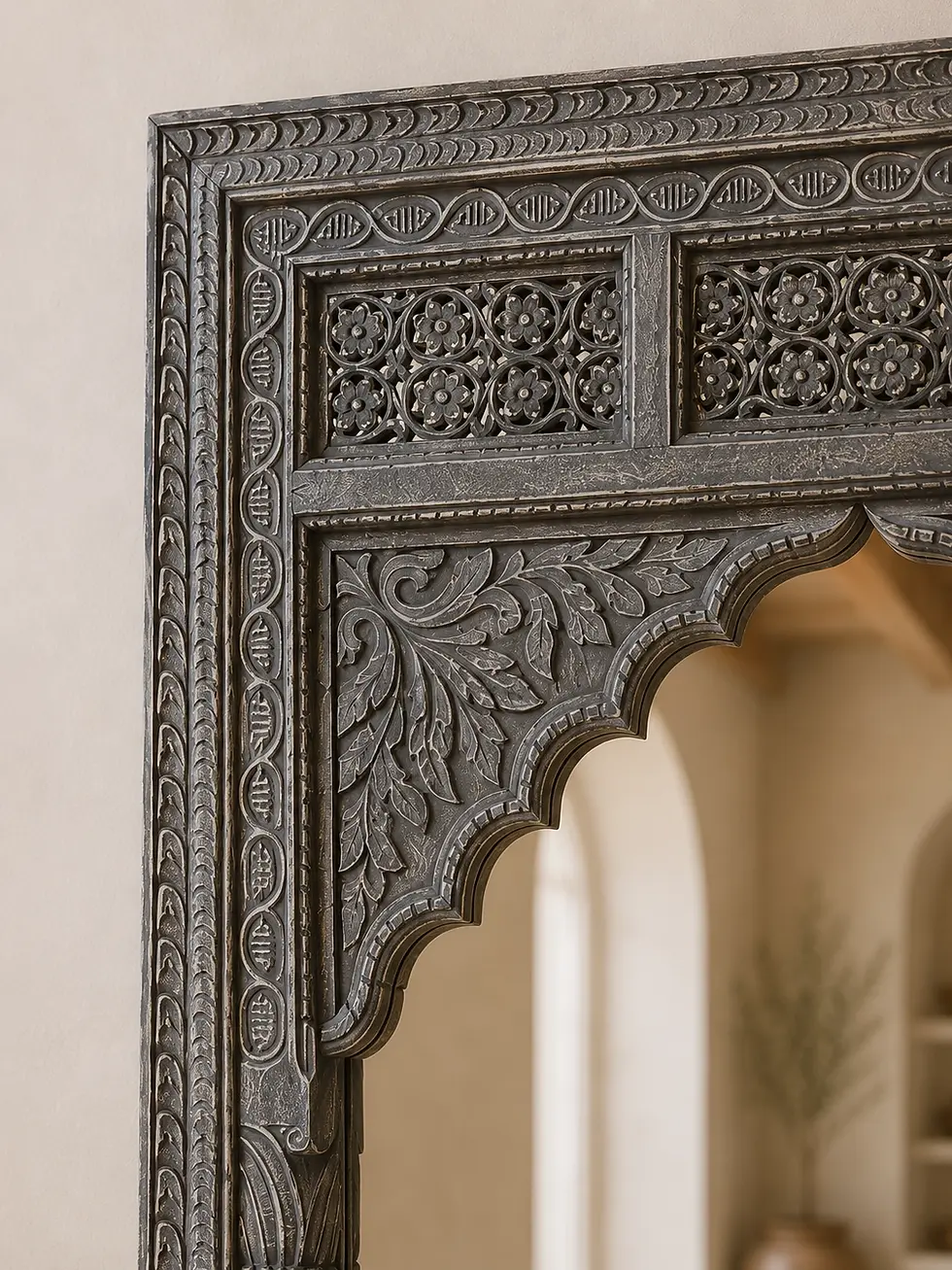 Thumbnail: carved wooden arch mirror