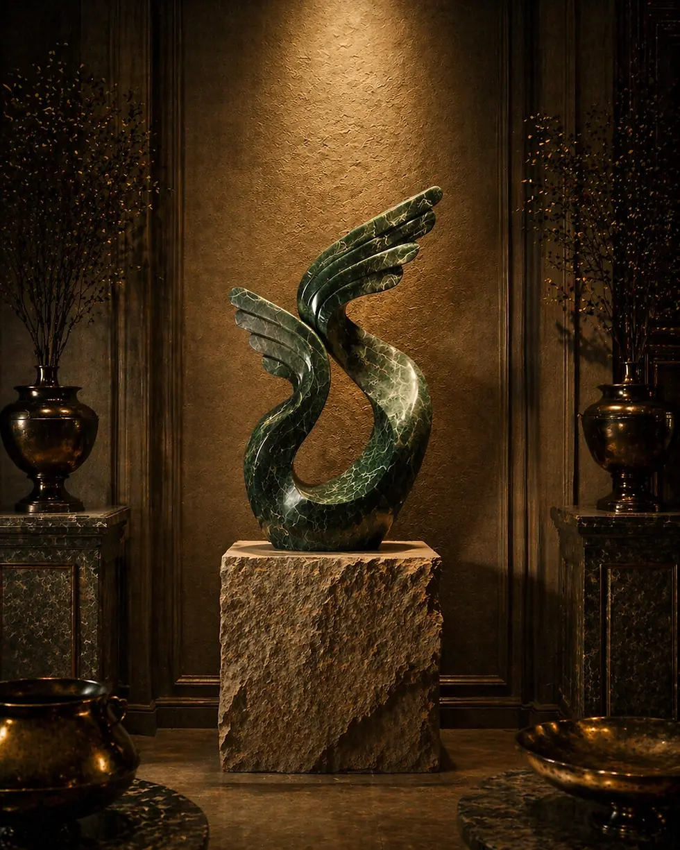 green marble sculpture