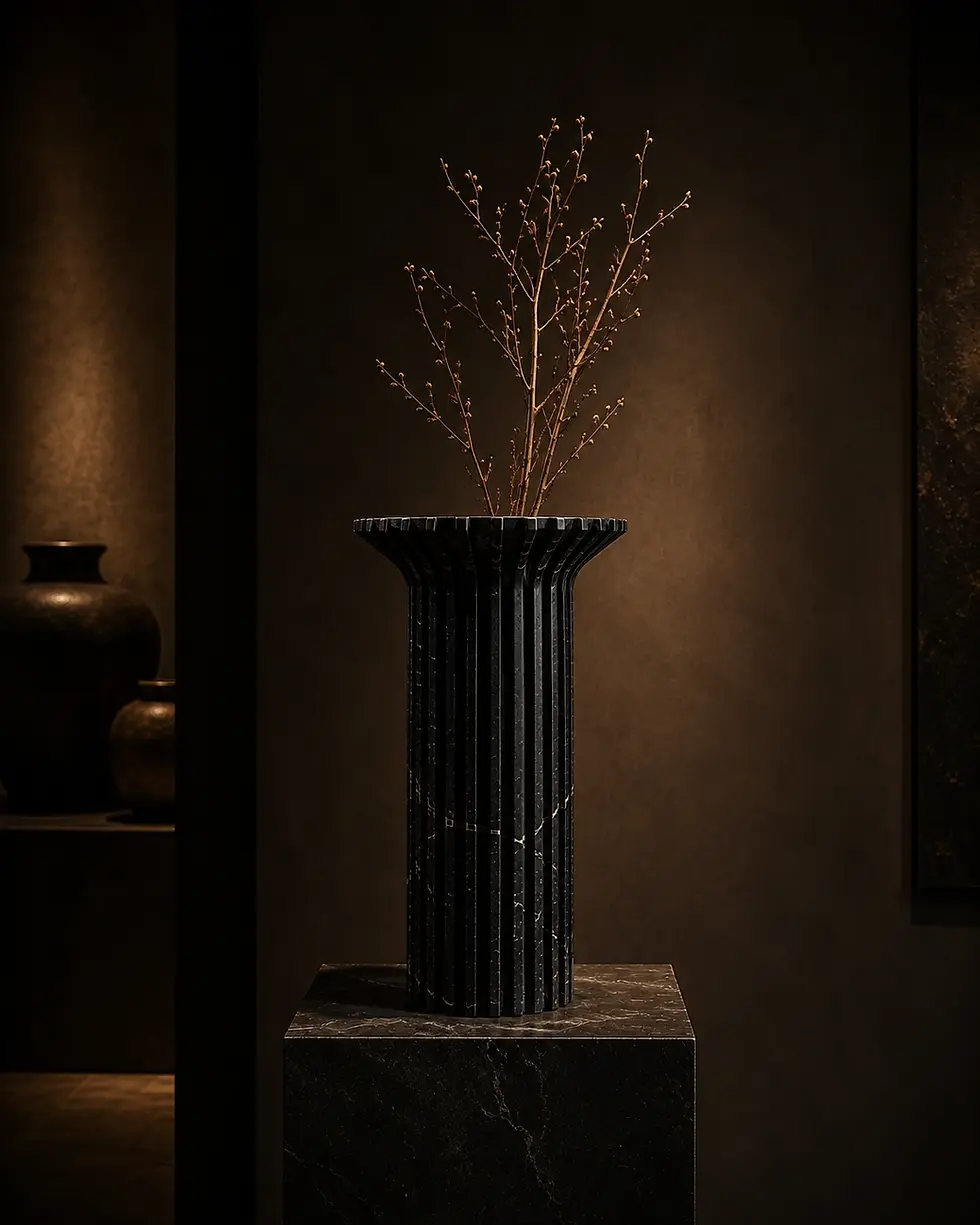 black marble vase