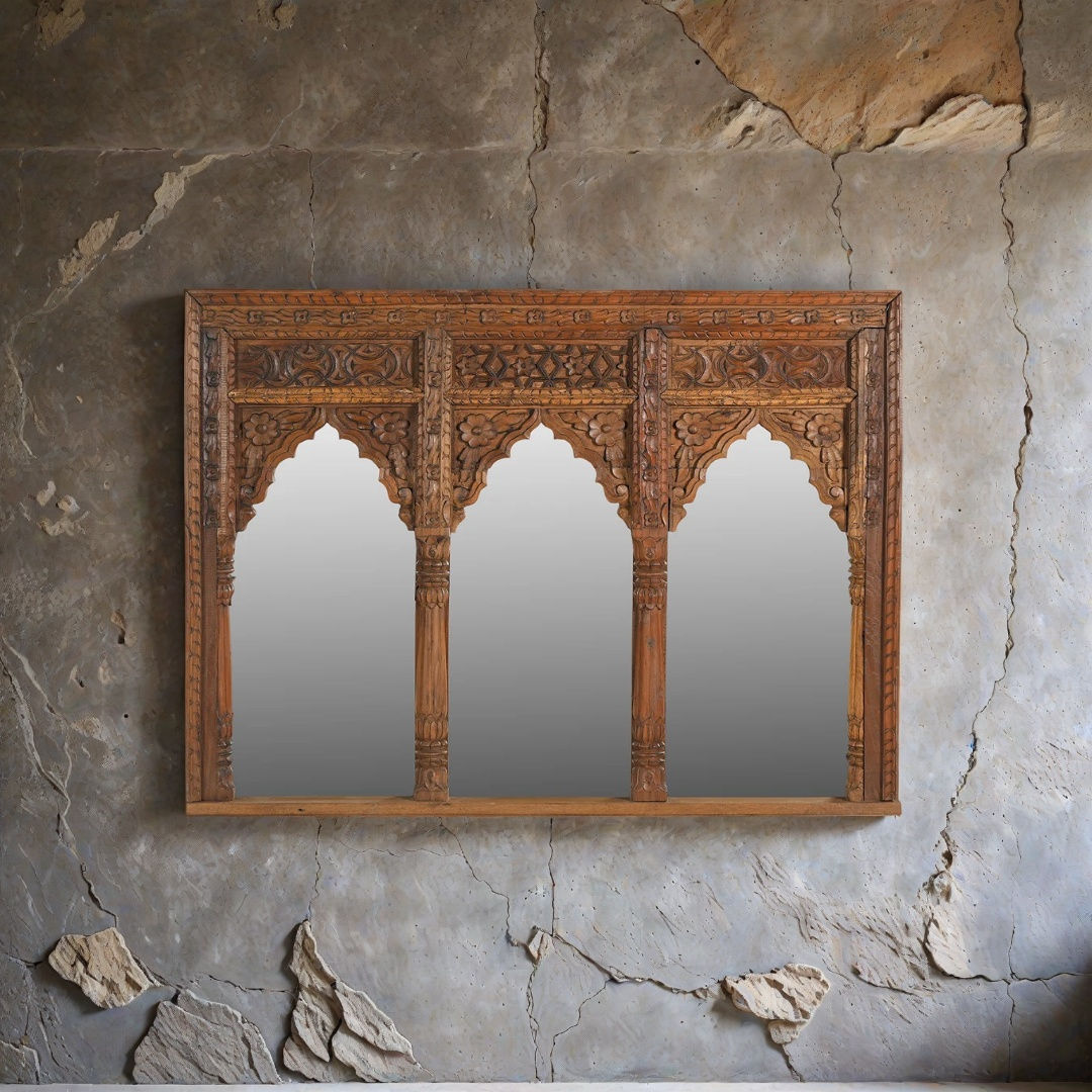 carved wooden mirror