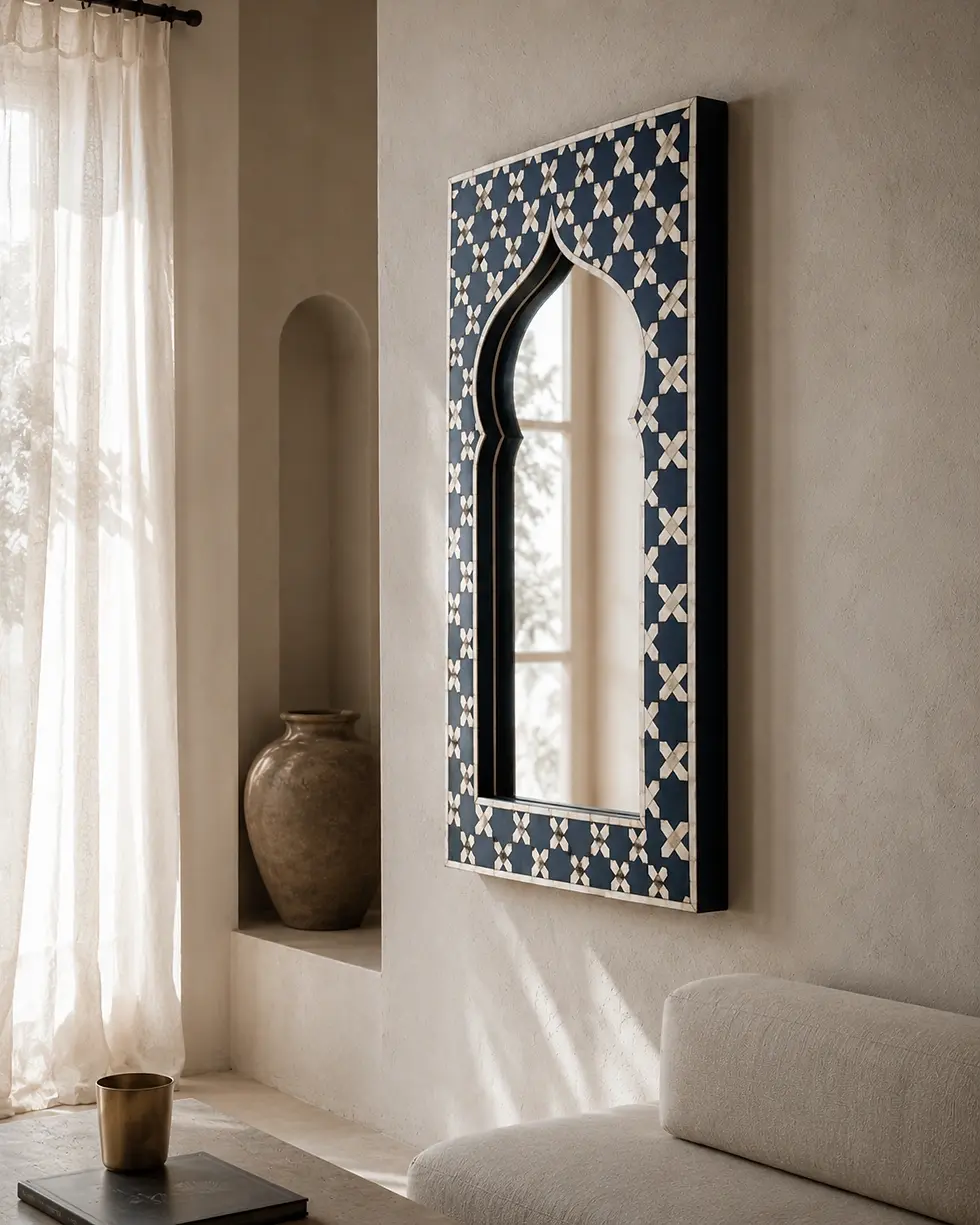 bone inlay wall mirror