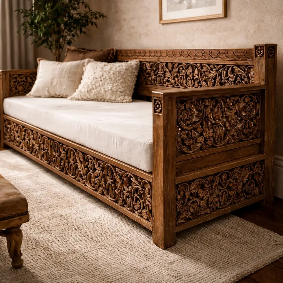 carved wooden daybed