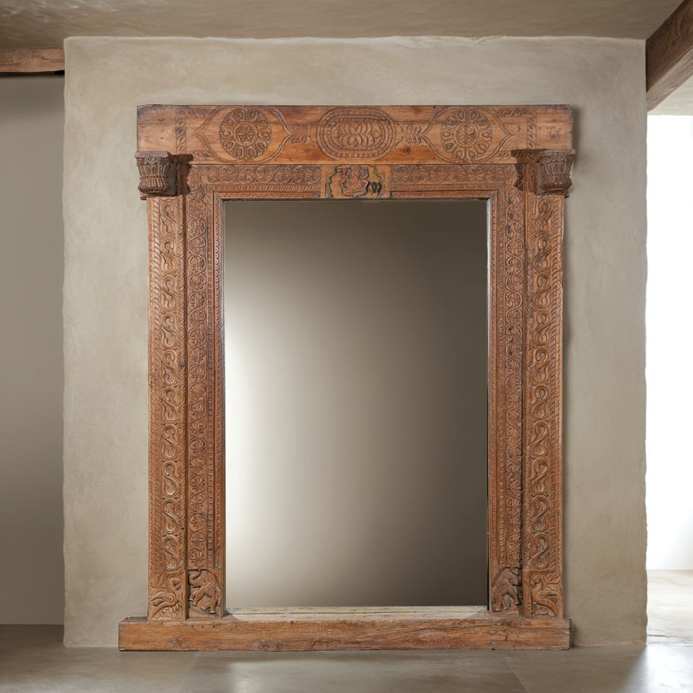 carved wooden wall mirror