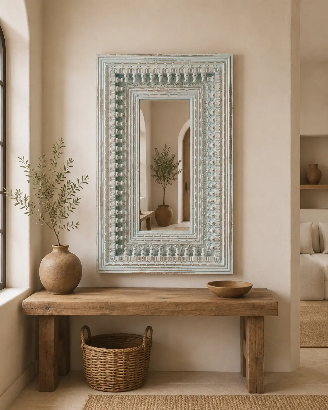 carved wooden mirror