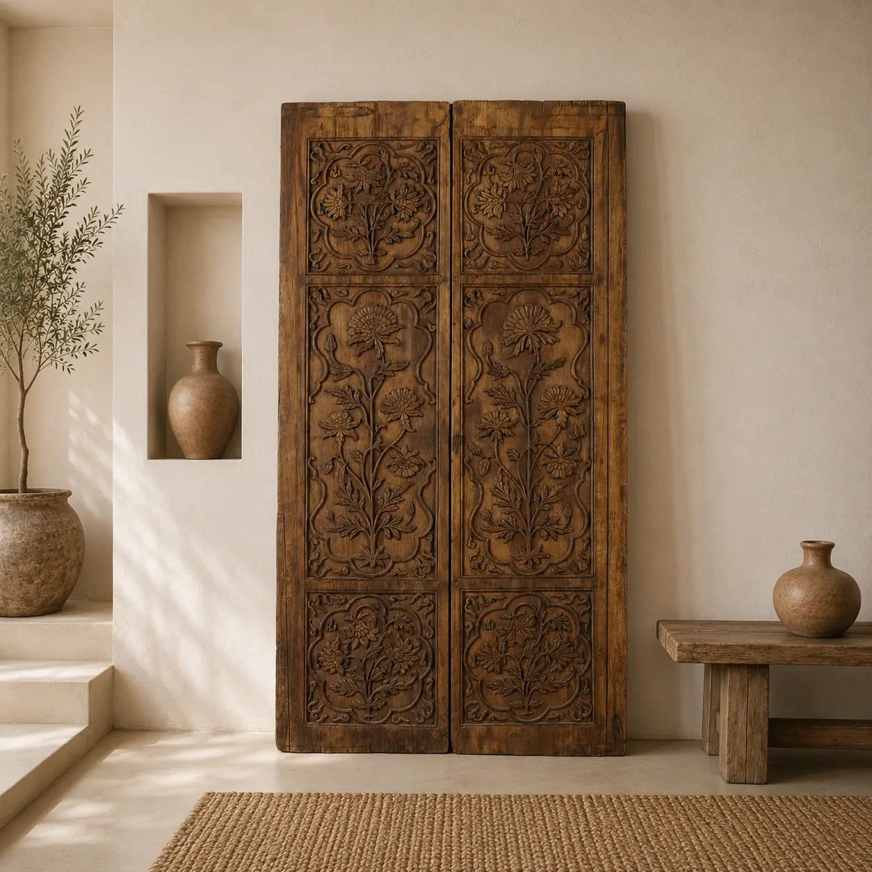 carved wooden panel
